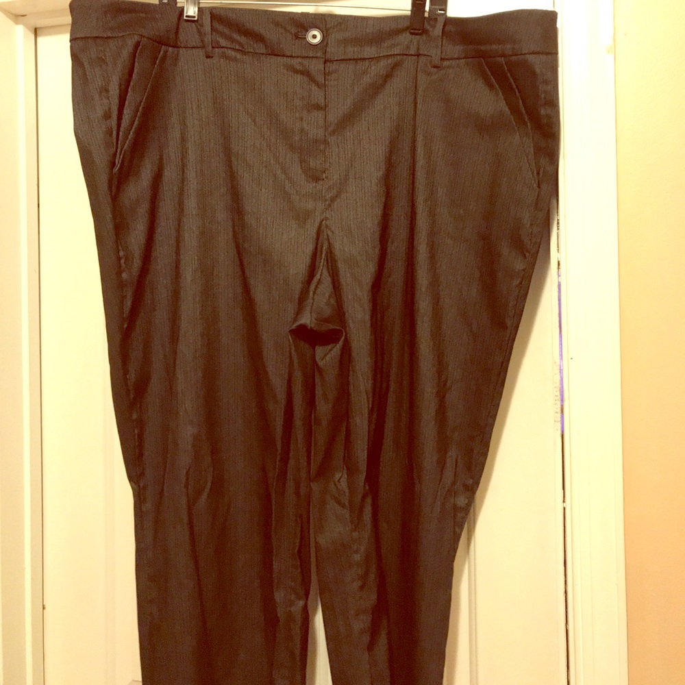 Lane Bryant Shiny Black & Gray Career Slacks